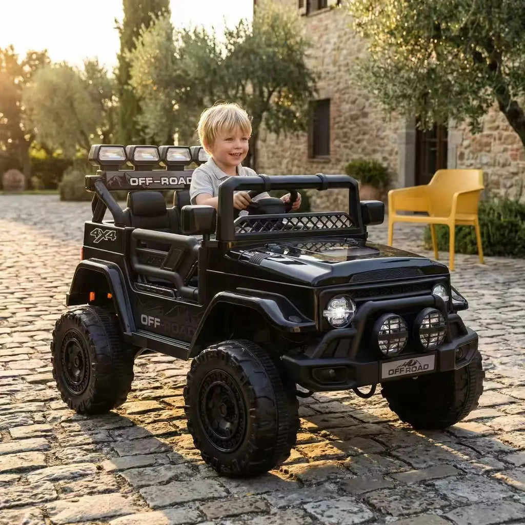 HAUSPROFI 12V Kids Electric Car, With Remote Control,Seat Belt,LED Lights,ATV 4 Wheels,Bluetooth Speaker,3-Speeds,Suspension, for 3+ Years