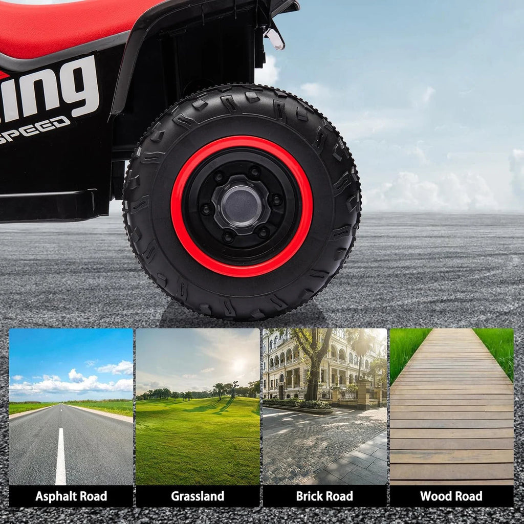 6V Kids Ride on Car Electric Quad ATV with Forward/Reverse Gear, Music and Horn Battery Powered Electric Vehicle for 3+ years