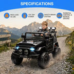 HAUSPROFI 12V Kids Electric Car, With Remote Control,Seat Belt,LED Lights,ATV 4 Wheels,Bluetooth Speaker,3-Speeds,Suspension, for 3+ Years