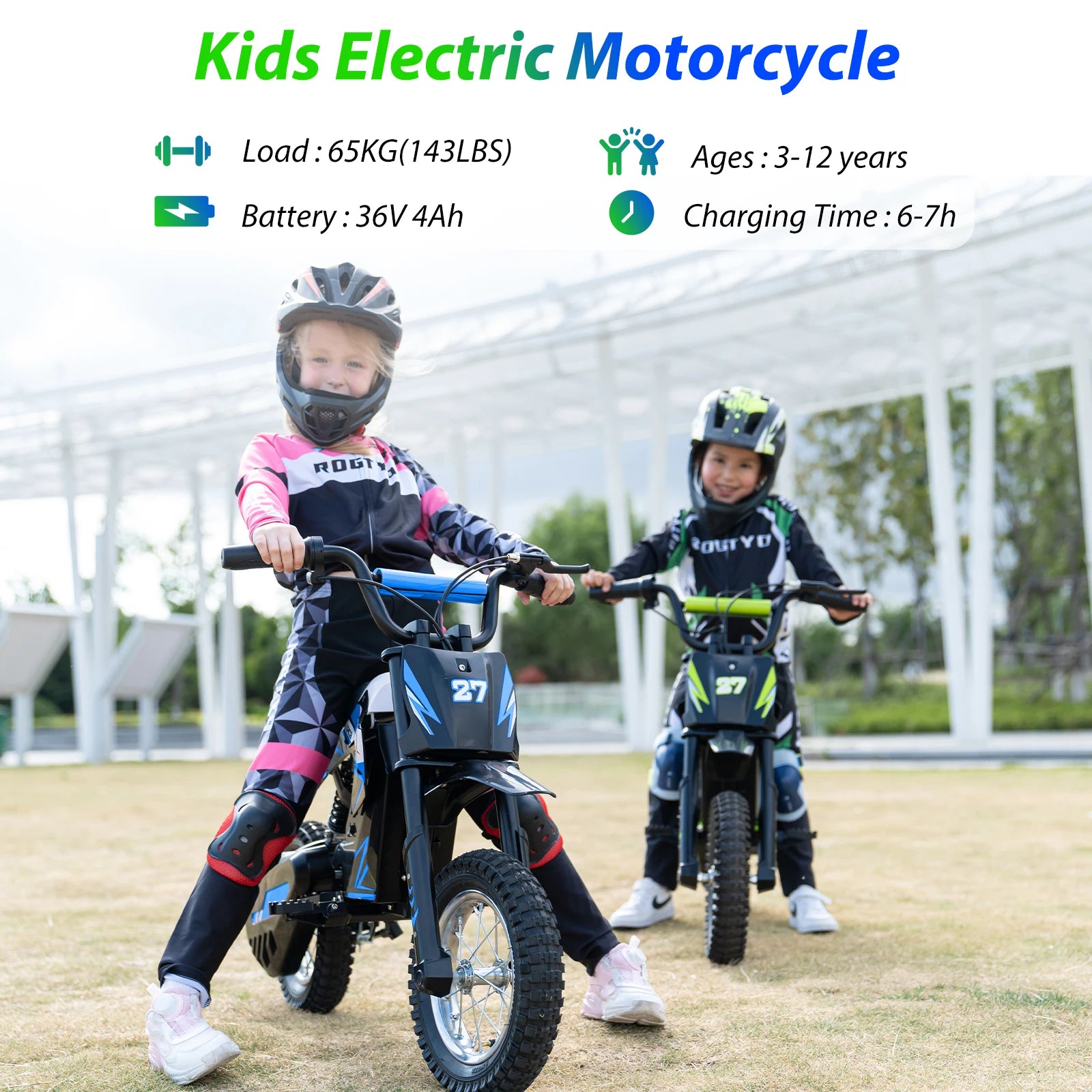RCB R9X Kids Electric Motorcycle, 3 Adjustable Speeds, 36V 5.2Ah 300W Motor, 15km Range, 25km/h Max Speed, 12" Tires, Safe & Comfortable Design, Children Electric Motorcycle, Ideal Electric Motorcycle Gift for Kids