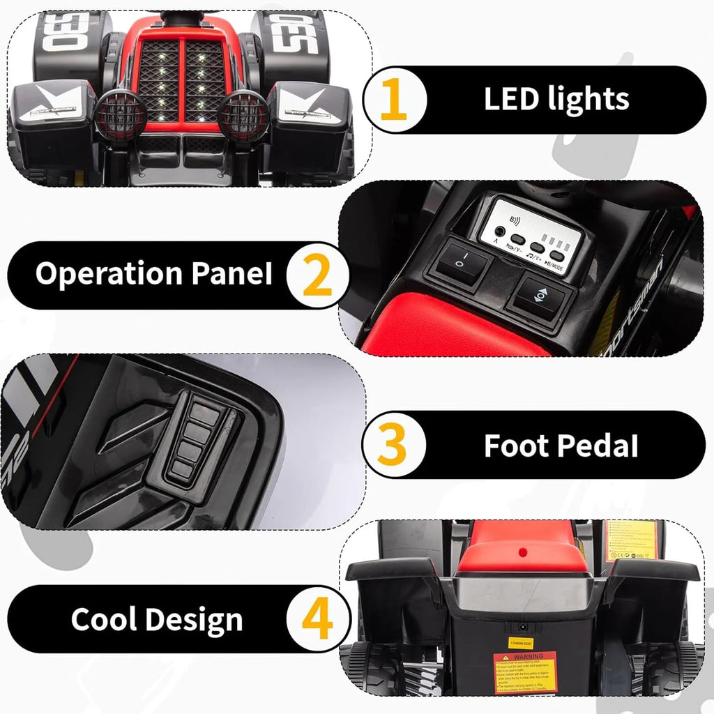 6V Kids Ride on Car Electric Quad ATV with Forward/Reverse Gear, Music and Horn Battery Powered Electric Vehicle for 3+ years