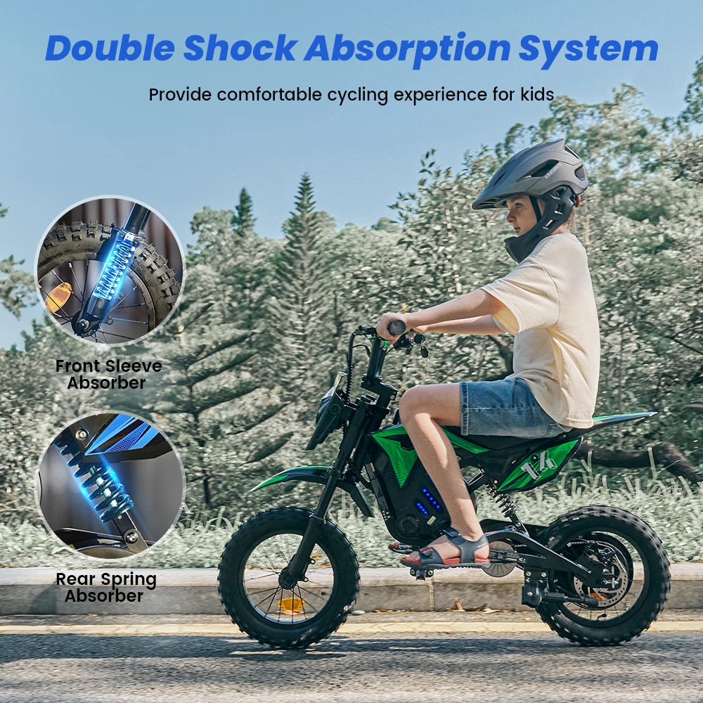 iScooter Electric Dirt Bike for Kids 500W 5.2Ah Electric Motorcycle A14 27km/h Max Speed 14inch Trail Riding Off-Road Motorcycle
