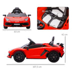 HOMCOM electric car Lamborghini for kids with MP3 red lights