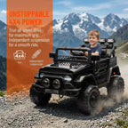 HAUSPROFI 12V Kids Electric Car, With Remote Control,Seat Belt,LED Lights,ATV 4 Wheels,Bluetooth Speaker,3-Speeds,Suspension, for 3+ Years
