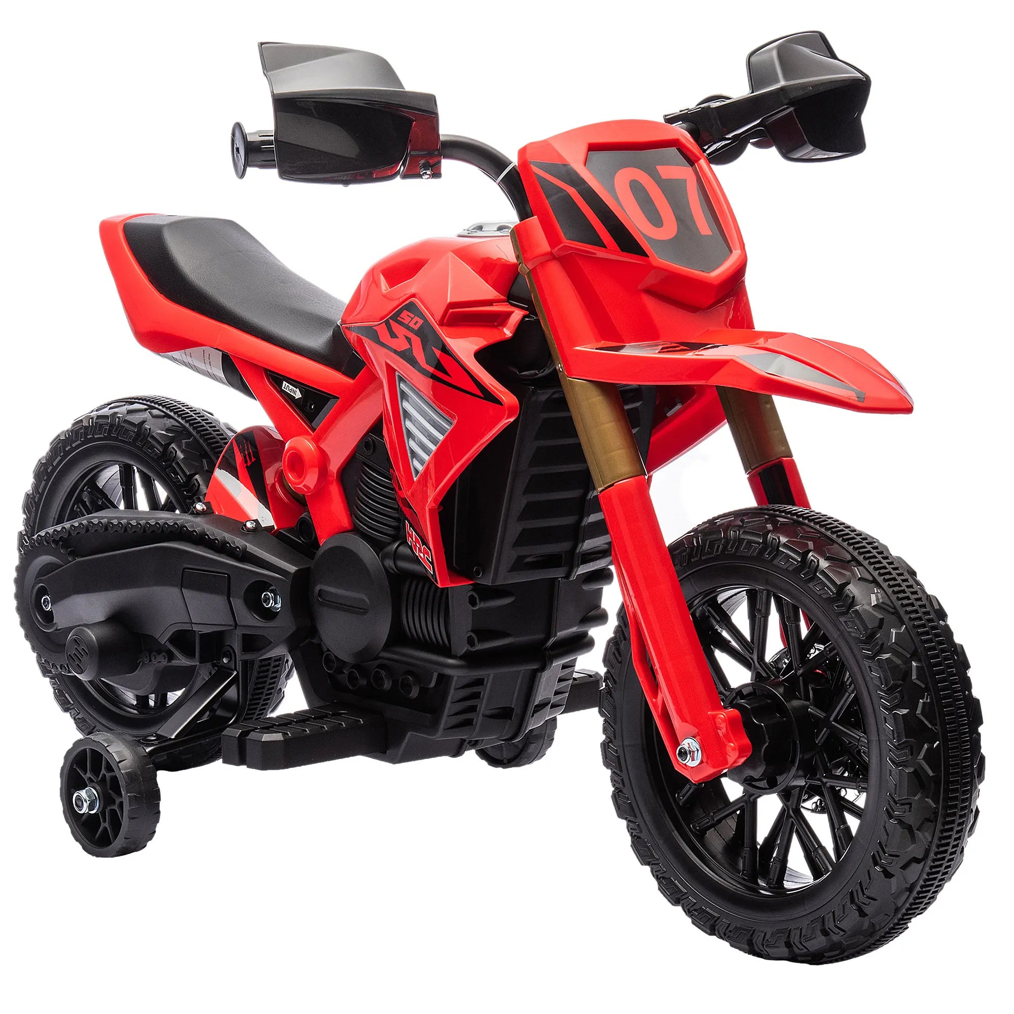 Aiyaplay Electric Motorcycle for Children +3 Years Old 12V Battery Motorcycle for Children with Training Wheels Grip Accelerator and Bo