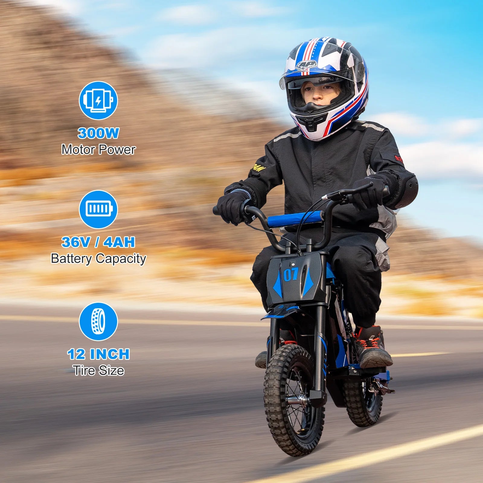 EVERCROSS TECH Children's Electric Motorbike EV12M-300W Motor, Max Speed 25 km/h, Range 15 km, 12-Inch Tires