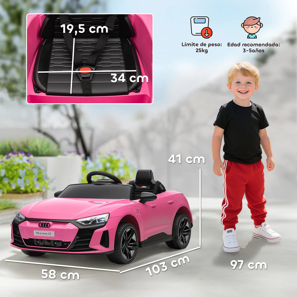 Electric Car for Children +3 Years Old Audi Rs E-Tron Gt Battery Car with Remote Control 103X58X41 cm Pink