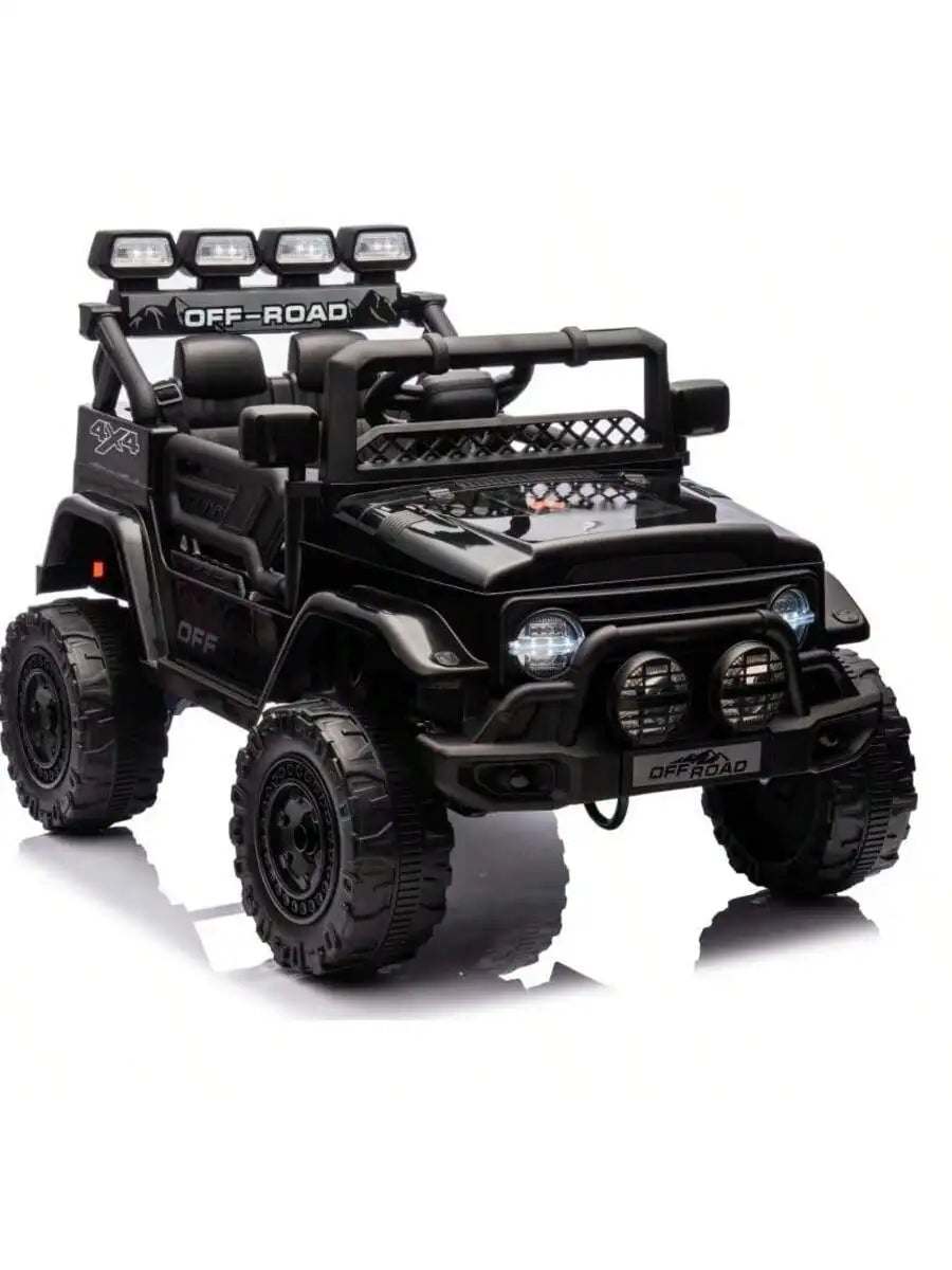 HAUSPROFI 12V Kids Electric Car, With Remote Control,Seat Belt,LED Lights,ATV 4 Wheels,Bluetooth Speaker,3-Speeds,Suspension, for 3+ Years