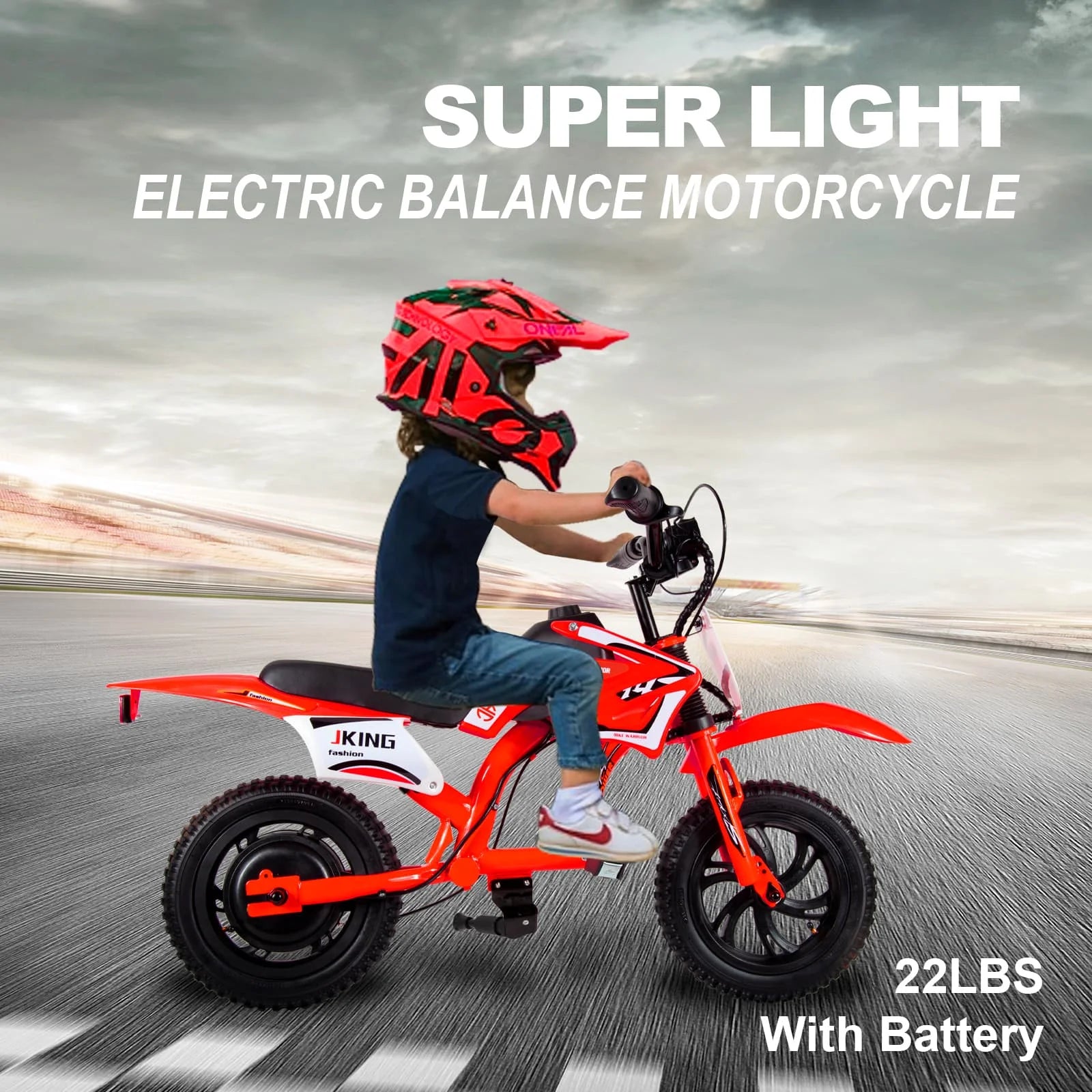 Children's Electric Motorcycle, 200W Electric Cross Bike for Children 12" Tires 16km/h Max Speed 12km Range LED Headlight LCD Display Double Disc Brake for Age 3-8 Years