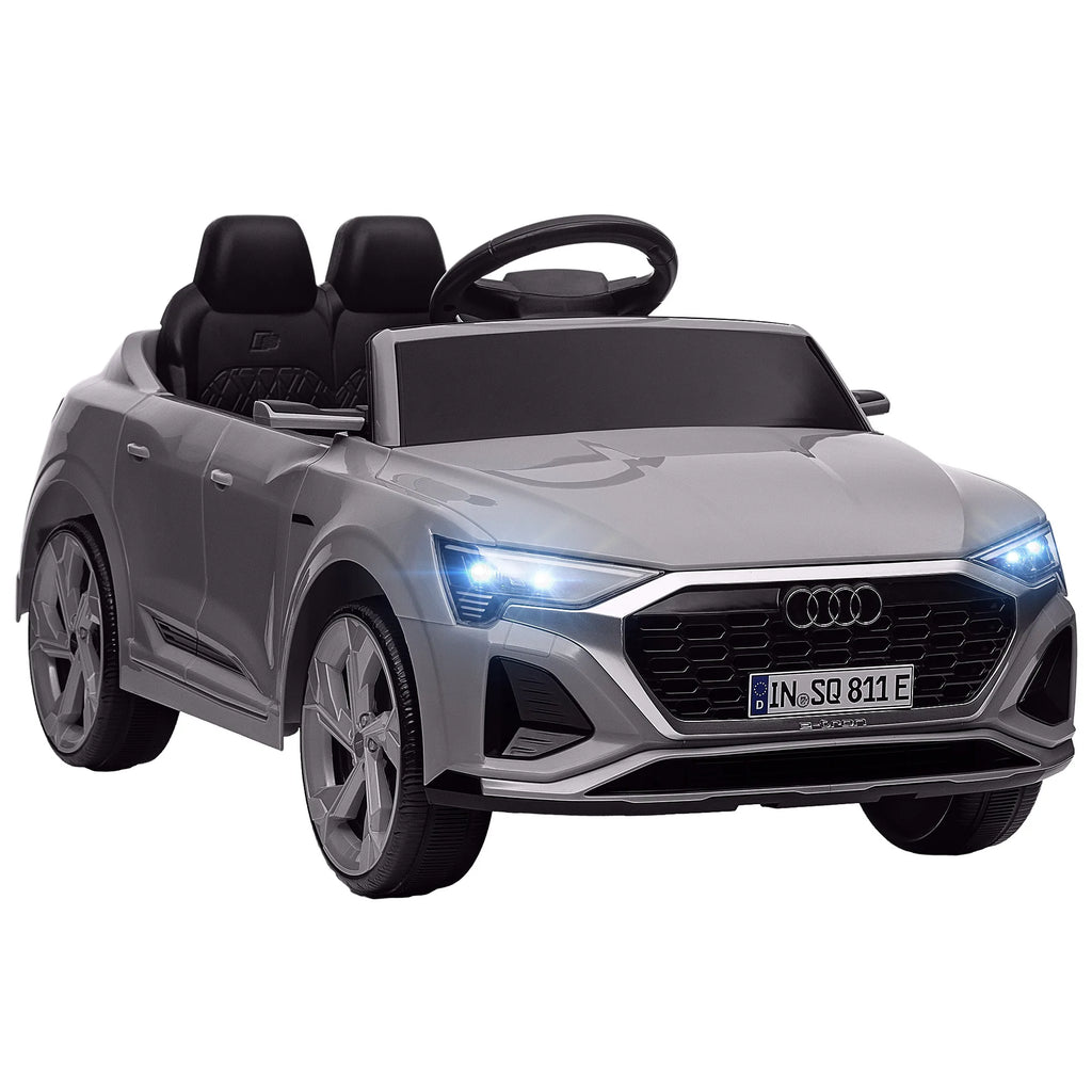 Aiyaplay Electric Car for Children Audi Q8 Etron Sportback with License Remote Control Headlights Horn and Music Gray