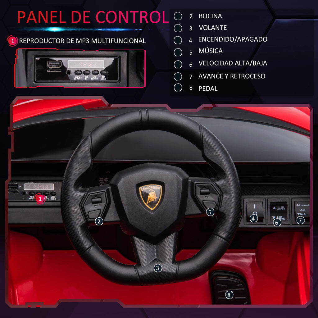 Homcom 12V Electric Car for Children +3 Years Lamborghini Sian Remote Control