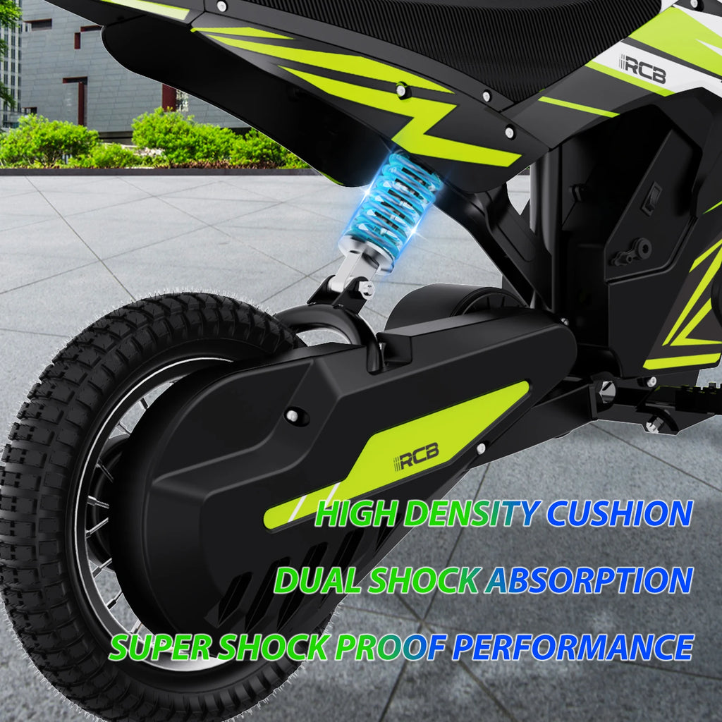 RCB R9X Kids Electric Motorcycle, 3 Adjustable Speeds, 36V 5.2Ah 300W Motor, 15km Range, 25km/h Max Speed, 12" Tires, Safe & Comfortable Design, Children Electric Motorcycle, Ideal Electric Motorcycle Gift for Kids