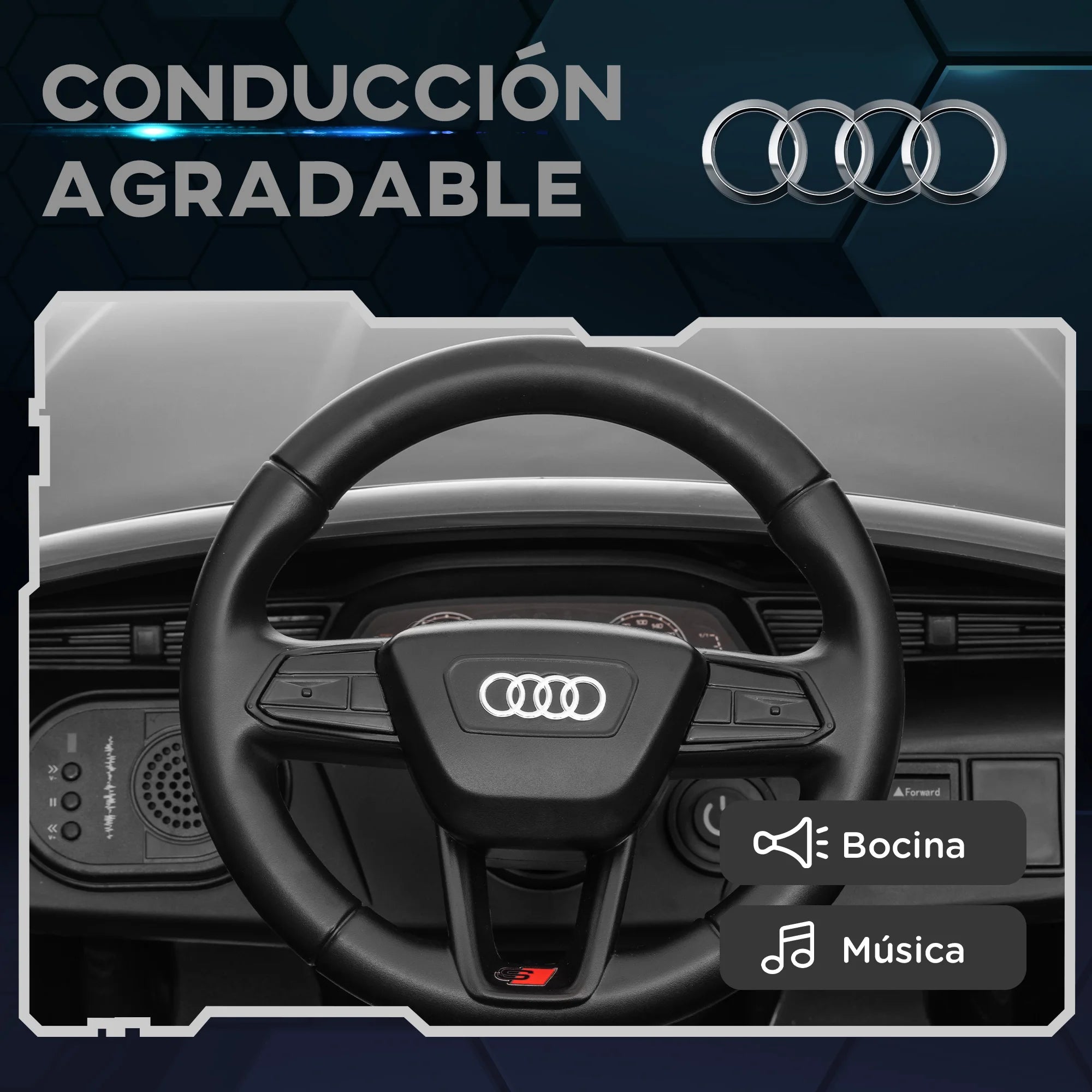 Aiyaplay Electric Car for Children Audi Q8 Etron Sportback with License Remote Control Headlights Horn and Music Gray