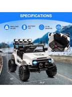 HAUSPROFI 12V Kids Electric Car, With Remote Control,Seat Belt,LED Lights,ATV 4 Wheels,Bluetooth Speaker,3-Speeds,Suspension, for 3+ Years