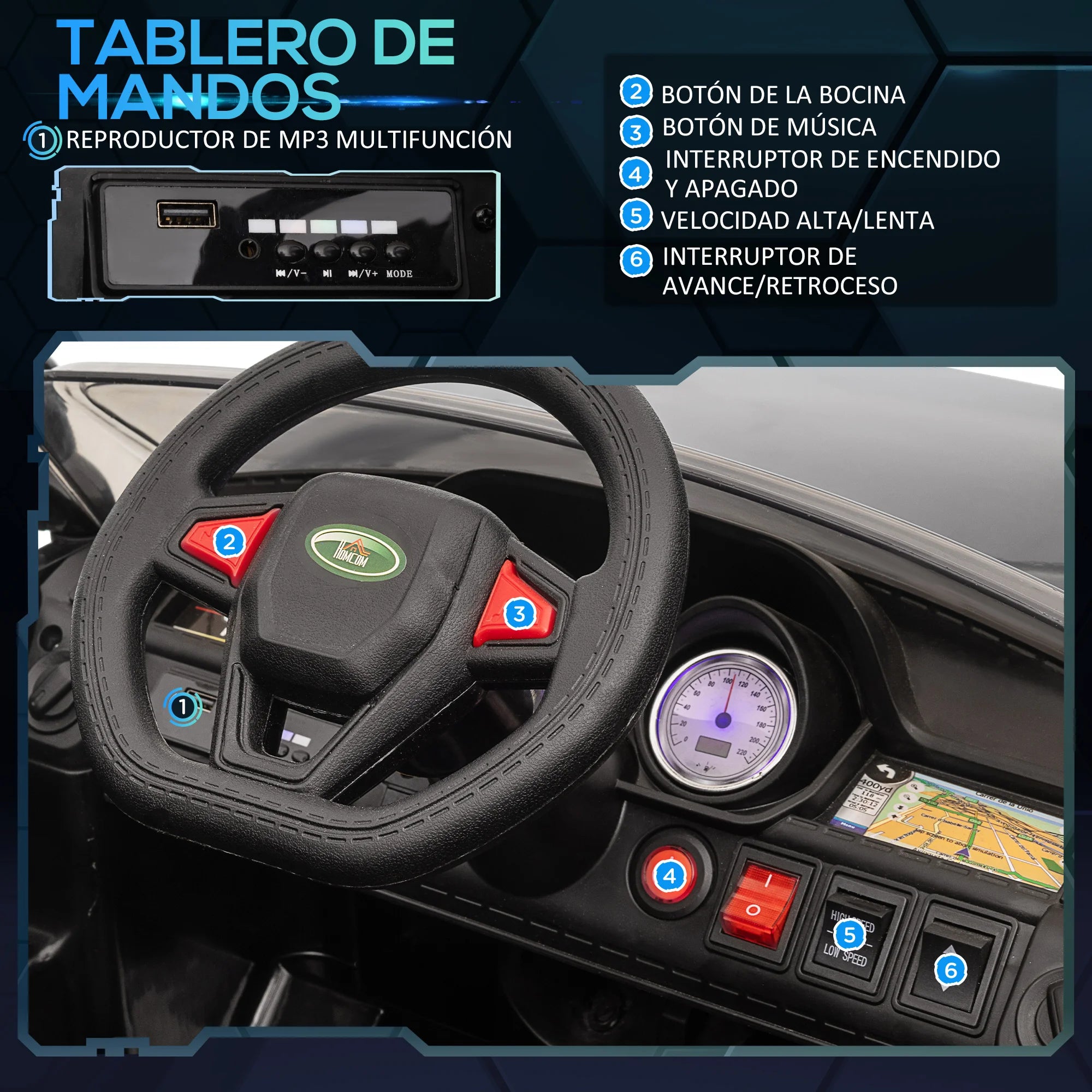 Homcom Licensed Electric Car for Children Aged 3-6 Years with 2 Motors and Remote Control 12V 110X68X52 cm Black