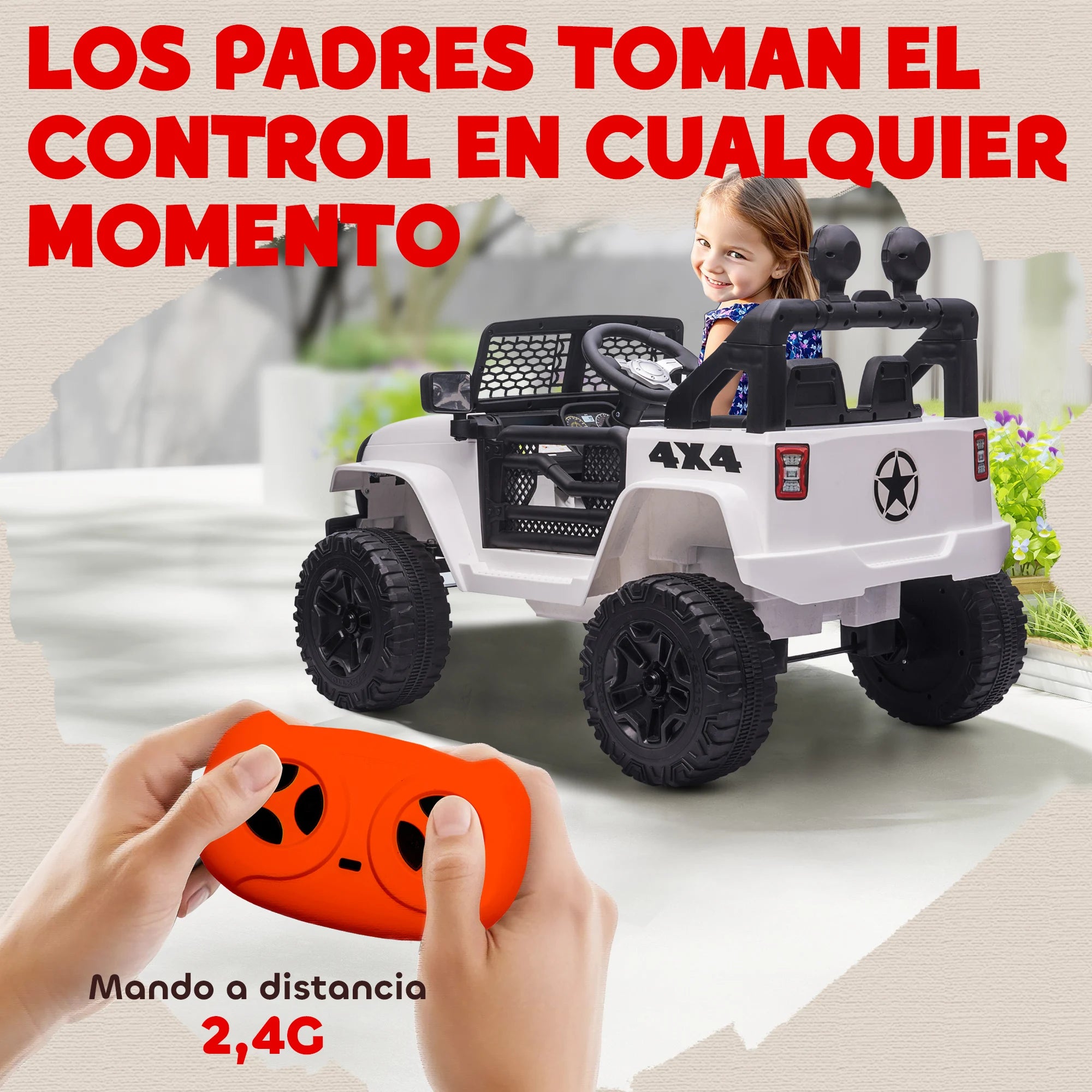 Homcom Licensed Electric Car for Children +3 Years 2 Motors Remote Control 100X65X72 cm