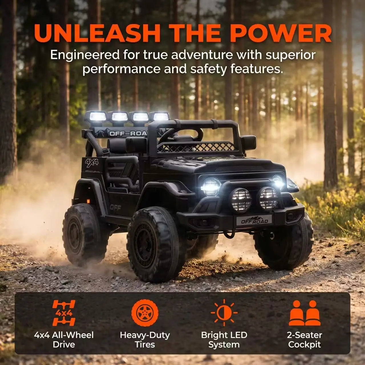 HAUSPROFI 12V Kids Electric Car, With Remote Control,Seat Belt,LED Lights,ATV 4 Wheels,Bluetooth Speaker,3-Speeds,Suspension, for 3+ Years