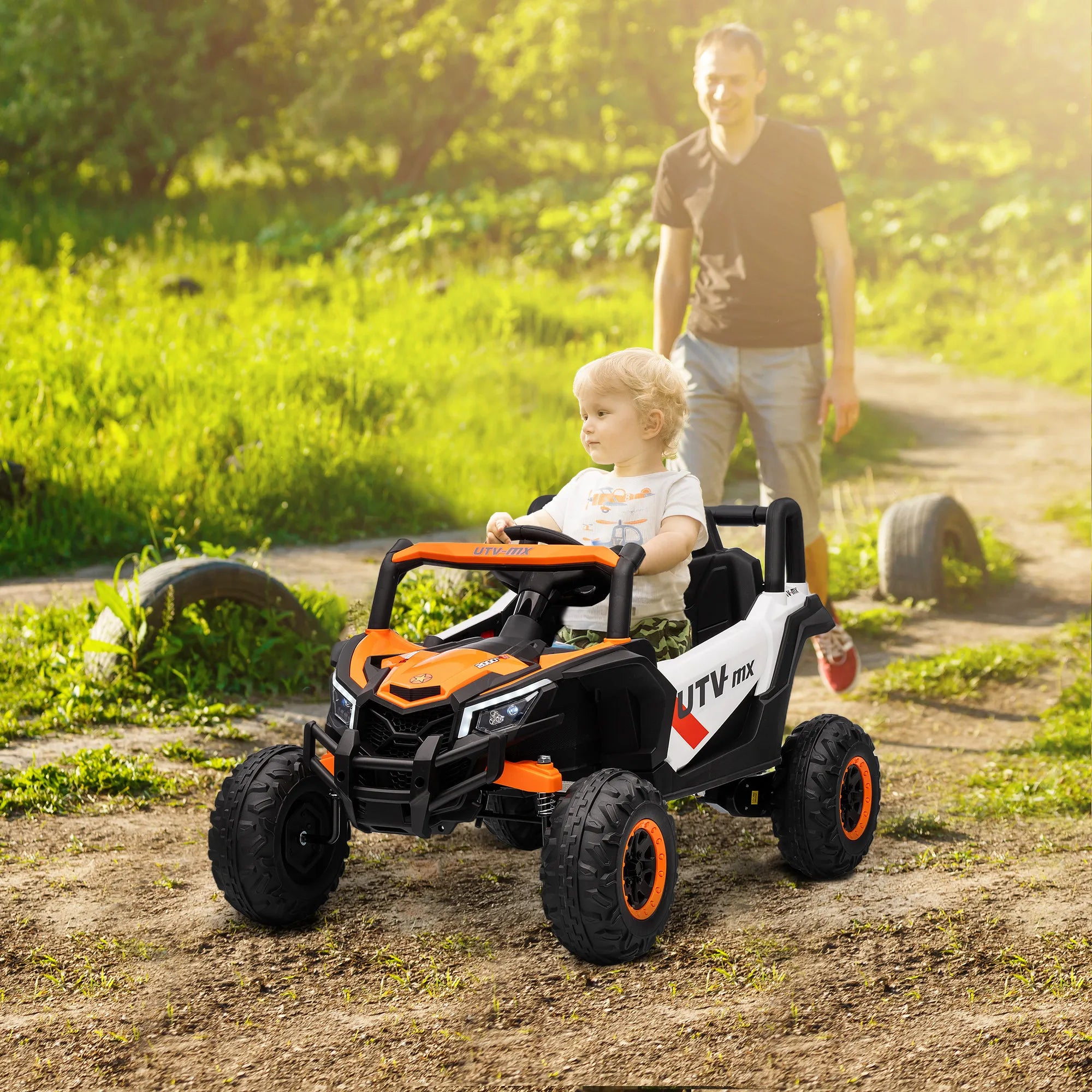 Aiyaplay Electric Car for Children Utv 12V with 2 Motors 2.4g Remote Control Speed up to 7 Km/H Suspension System