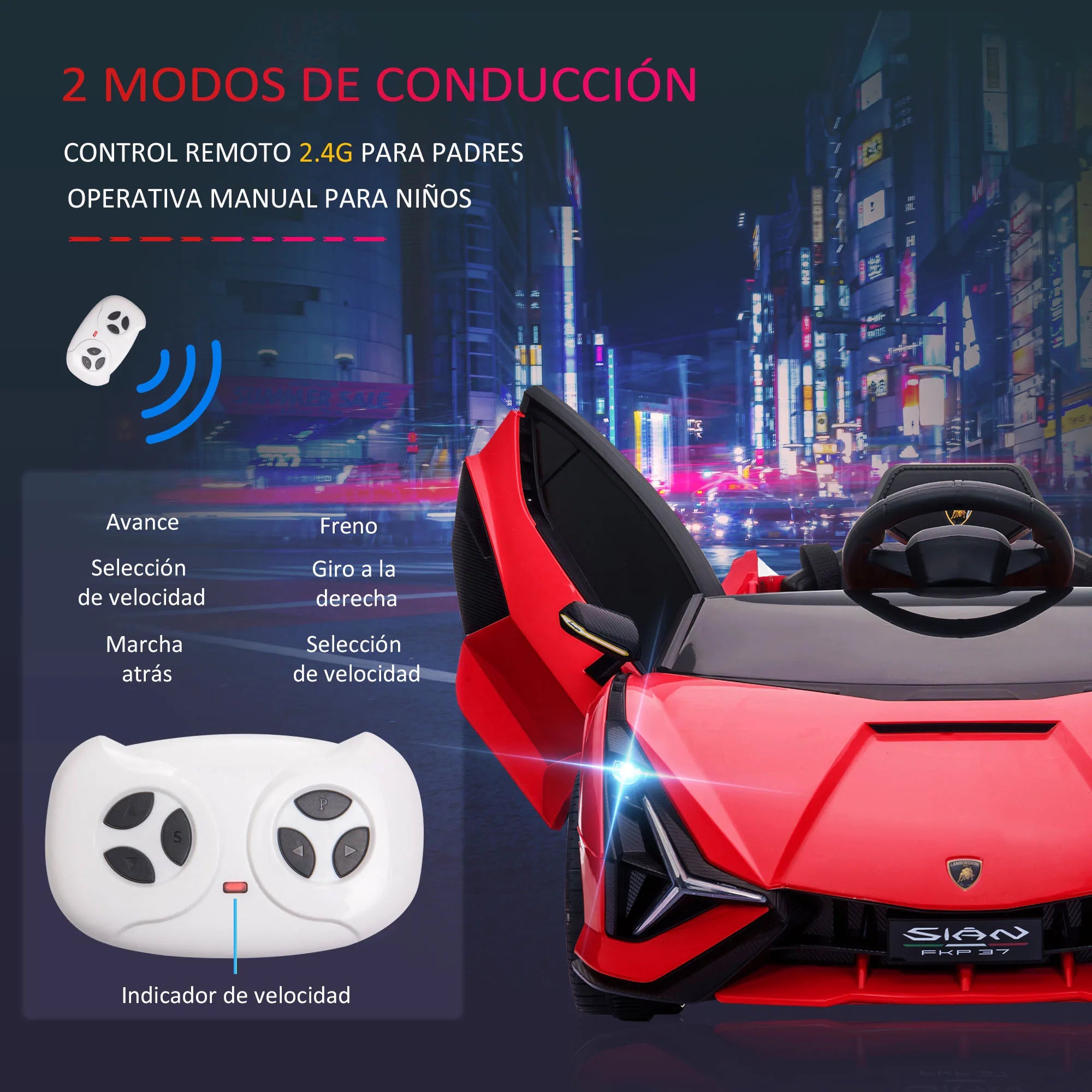 Homcom 12V Electric Car for Children +3 Years Lamborghini Sian Remote Control