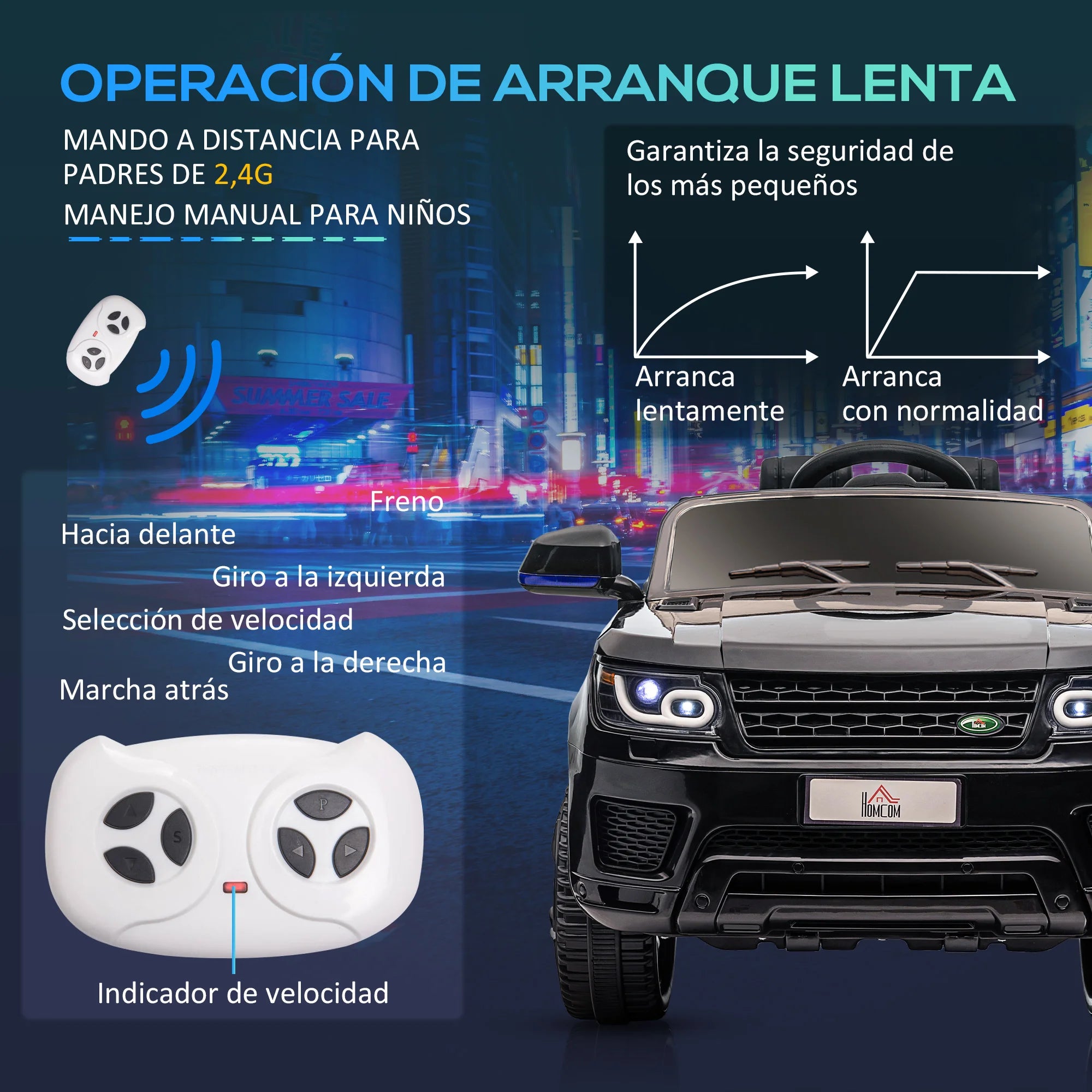 Homcom Licensed Electric Car for Children Aged 3-6 Years with 2 Motors and Remote Control 12V 110X68X52 cm Black