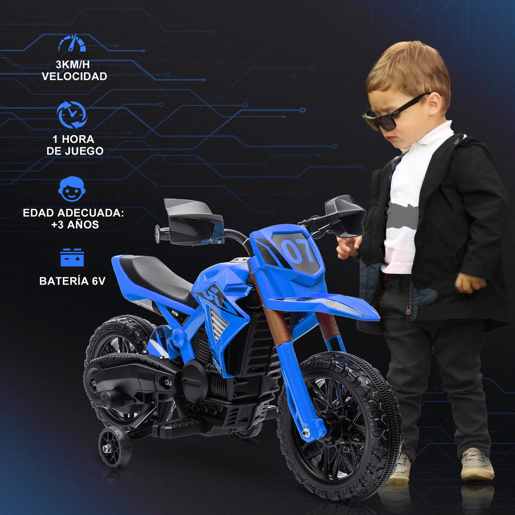 Aiyaplay Electric Motorcycle for Children +3 Years Old 12V Battery Motorcycle for Children with Training Wheels Grip Accelerator and Bo