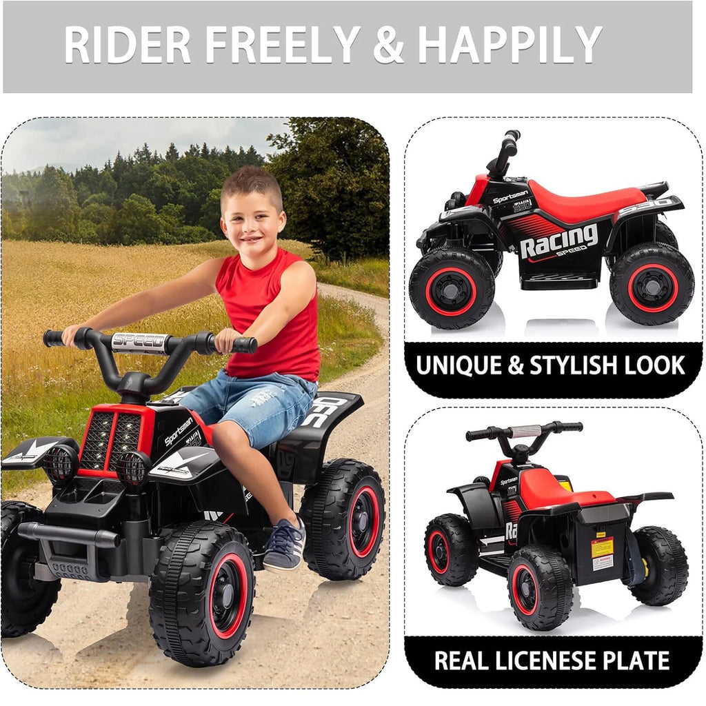 6V Kids Ride on Car Electric Quad ATV with Forward/Reverse Gear, Music and Horn Battery Powered Electric Vehicle for 3+ years