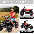 6V Kids Ride on Car Electric Quad ATV with Forward/Reverse Gear, Music and Horn Battery Powered Electric Vehicle for 3+ years