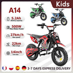 iScooter Electric Dirt Bike for Kids 500W 5.2Ah Electric Motorcycle A14 27km/h Max Speed 14inch Trail Riding Off-Road Motorcycle