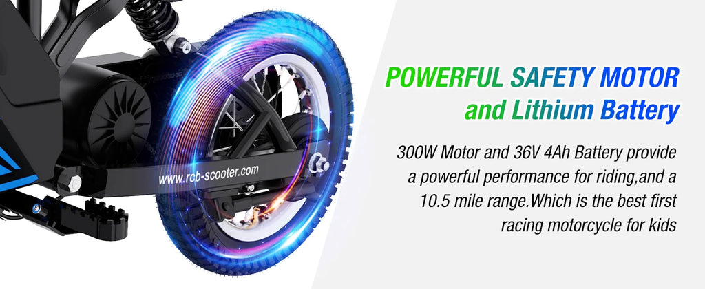 RCB R9X Kids Electric Motorcycle, 3 Adjustable Speeds, 36V 5.2Ah 300W Motor, 15km Range, 25km/h Max Speed, 12" Tires, Safe & Comfortable Design, Children Electric Motorcycle, Ideal Electric Motorcycle Gift for Kids