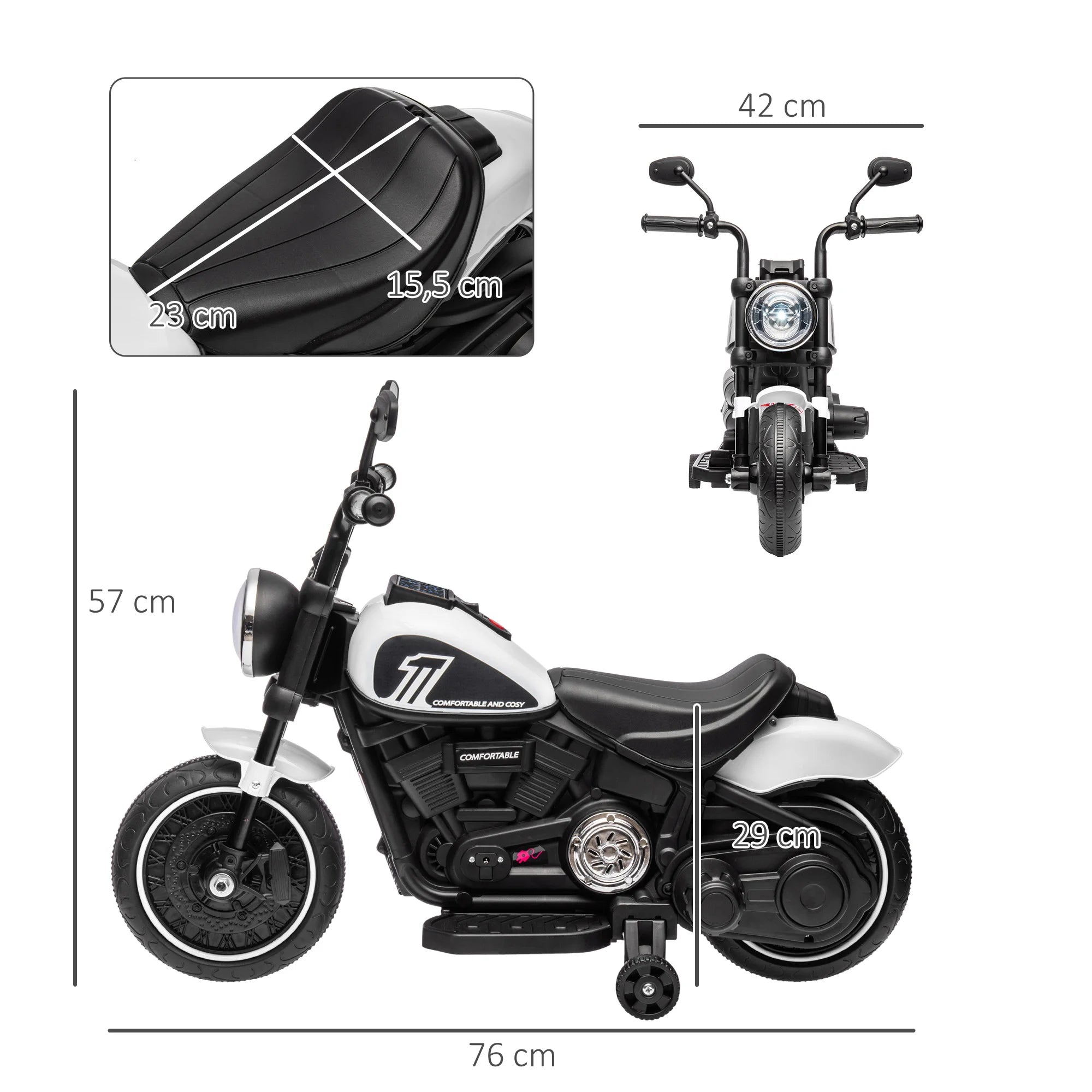 Electric Motorcycle for Children 18-36 Months with 6V Battery Headlight and Detachable Auxiliary Wheels