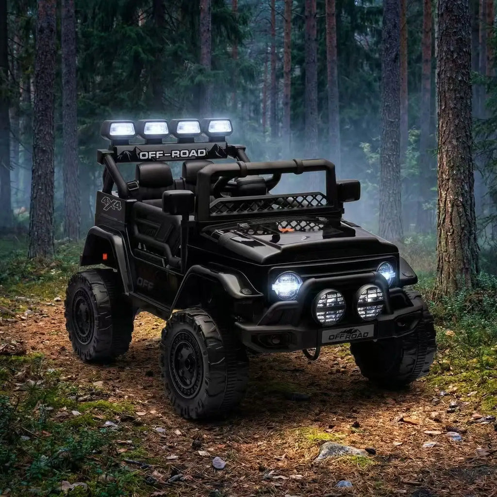 HAUSPROFI 12V Kids Electric Car, With Remote Control,Seat Belt,LED Lights,ATV 4 Wheels,Bluetooth Speaker,3-Speeds,Suspension, for 3+ Years