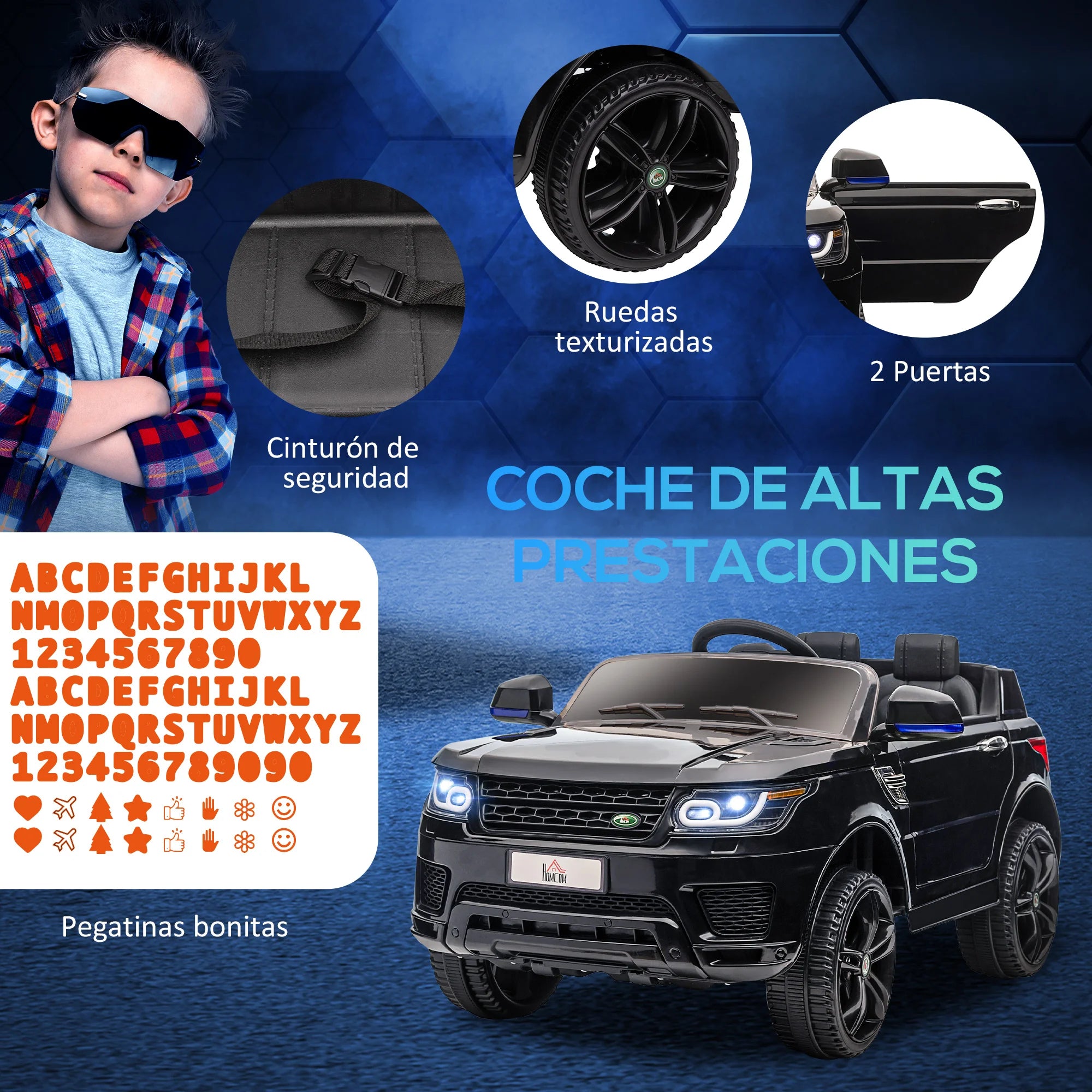 Homcom Licensed Electric Car for Children Aged 3-6 Years with 2 Motors and Remote Control 12V 110X68X52 cm Black