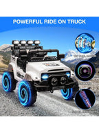 HAUSPROFI 12V Kids Electric Car, With Remote Control,Seat Belt,LED Lights,ATV 4 Wheels,Bluetooth Speaker,3-Speeds,Suspension, for 3+ Years