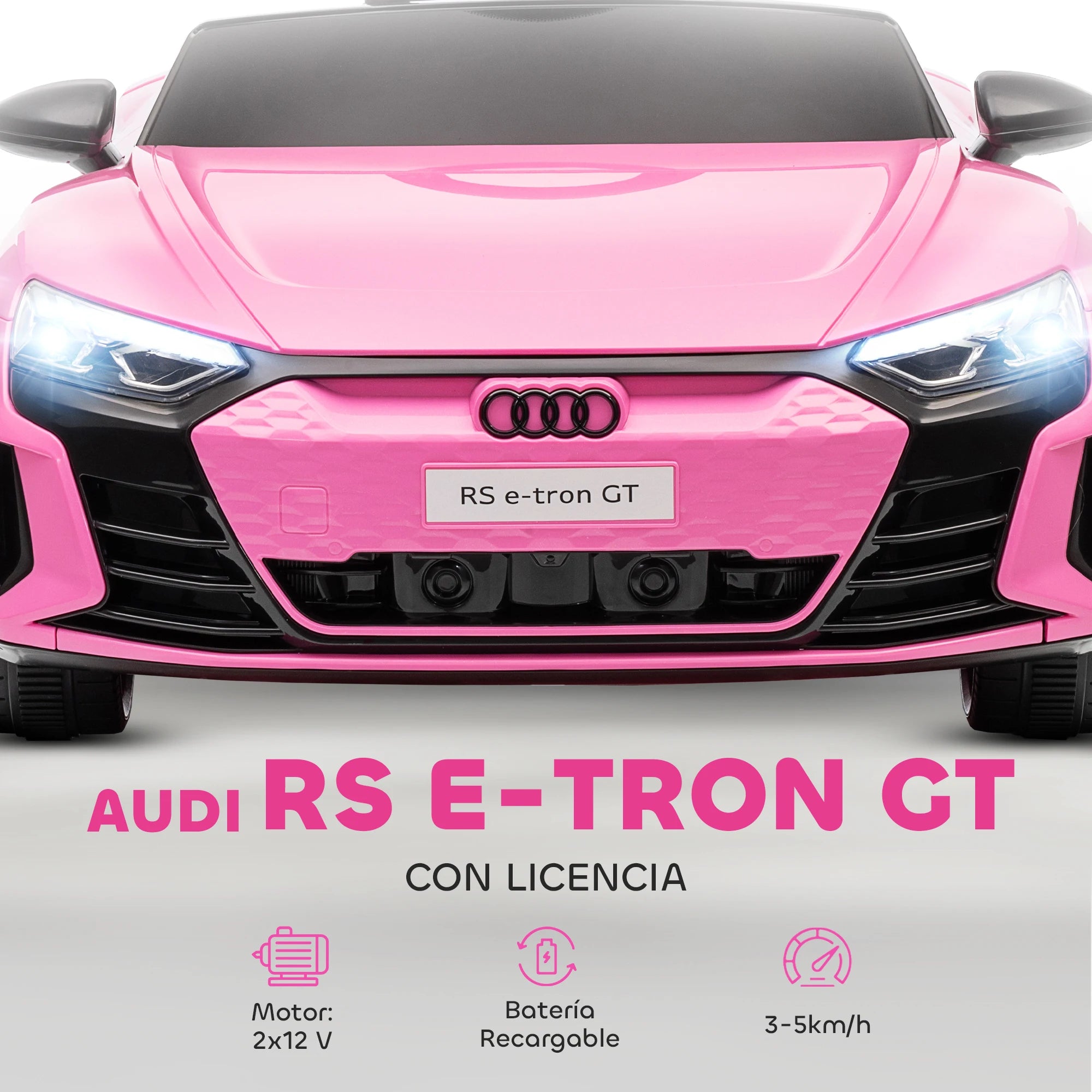Electric Car for Children +3 Years Old Audi Rs E-Tron Gt Battery Car with Remote Control 103X58X41 cm Pink