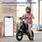 iScooter Electric Dirt Bike for Kids 500W 5.2Ah Electric Motorcycle A14 27km/h Max Speed 14inch Trail Riding Off-Road Motorcycle