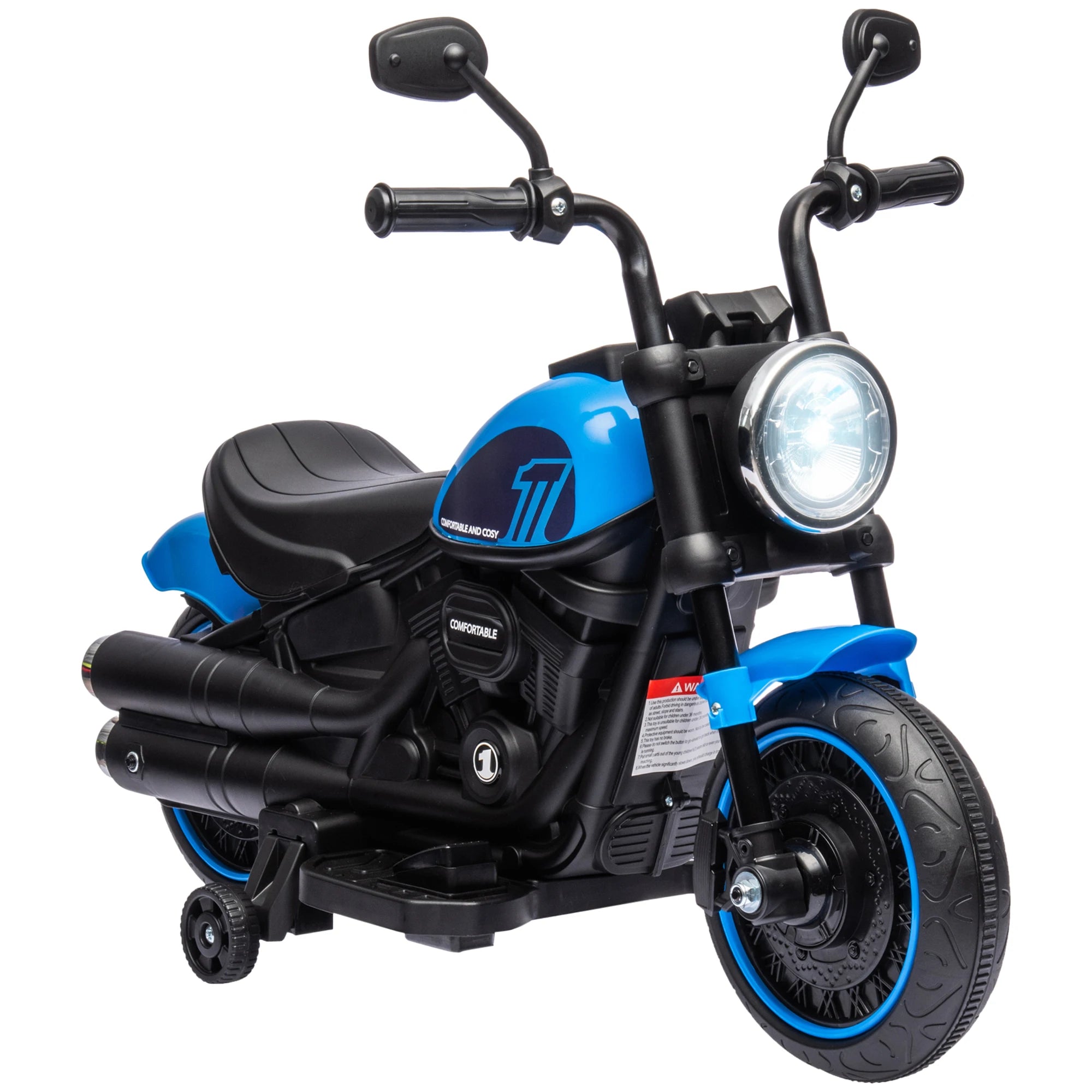 Electric Motorcycle for Children 18-36 Months with 6V Battery Headlight and Detachable Auxiliary Wheels