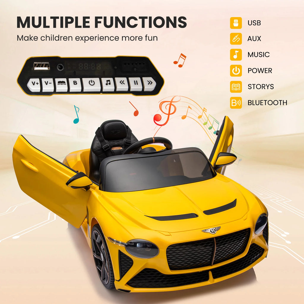 12V Ride-On Car for Kids Electric Car Children 3-8 Years with Child Safety, Scissor Door, Suspension, 3 Speed, LED Lights, Horn