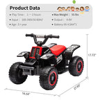 6V Kids Ride on Car Electric Quad ATV with Forward/Reverse Gear, Music and Horn Battery Powered Electric Vehicle for 3+ years