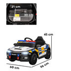 Aiyaplay Electric Police Car for Children +3 Years Old 12V with 2.4g Remote Control Lights Siren Music