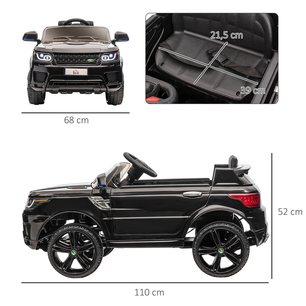 Homcom Licensed Electric Car for Children Aged 3-6 Years with 2 Motors and Remote Control 12V 110X68X52 cm Black