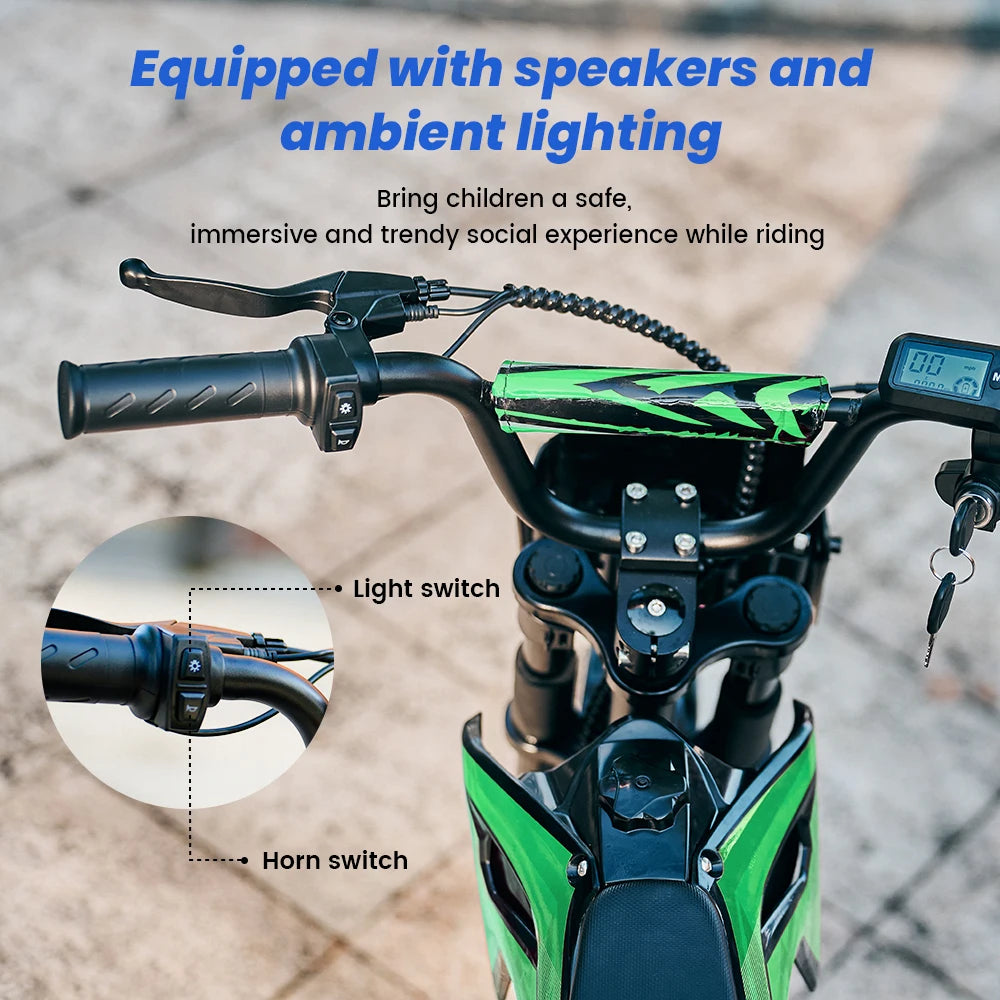 iScooter Electric Dirt Bike for Kids 500W 5.2Ah Electric Motorcycle A14 27km/h Max Speed 14inch Trail Riding Off-Road Motorcycle