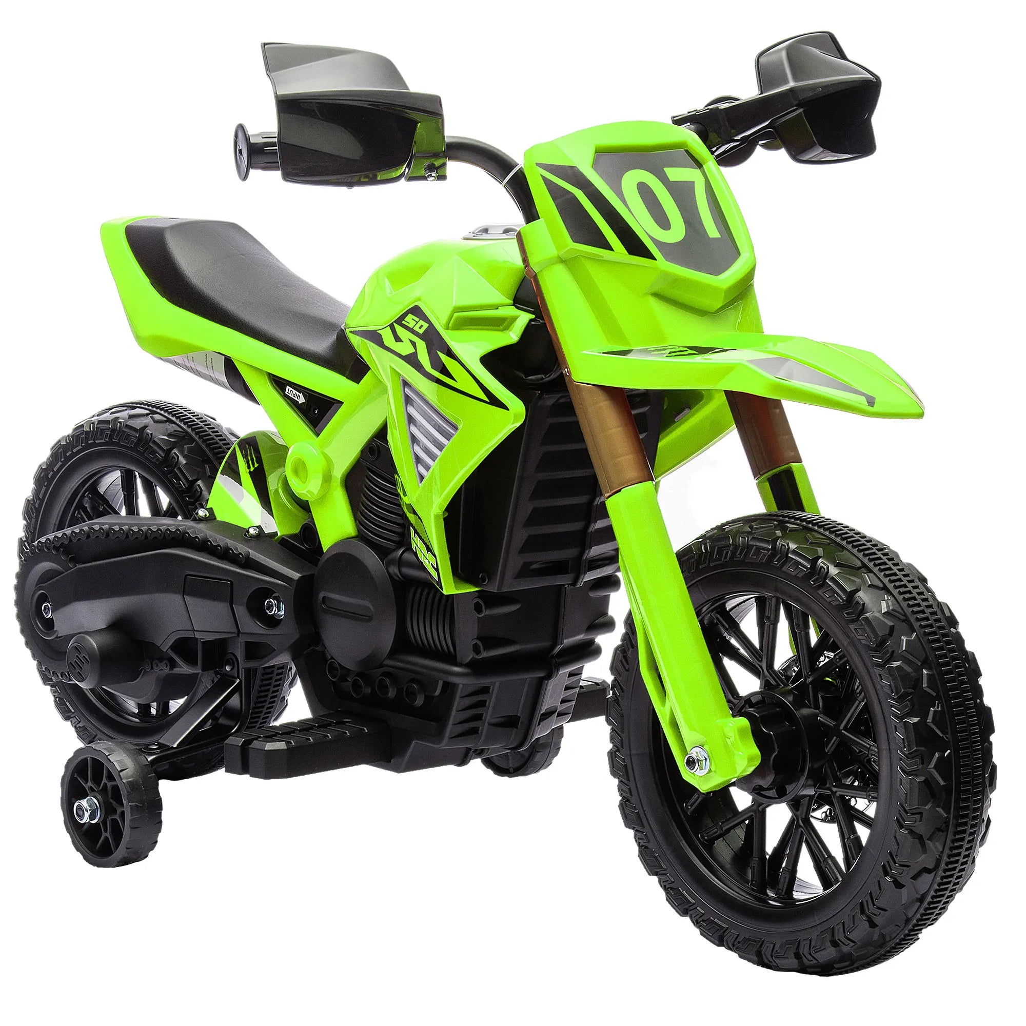 Aiyaplay Electric Motorcycle for Children +3 Years Old 12V Battery Motorcycle for Children with Training Wheels Grip Accelerator and Bo