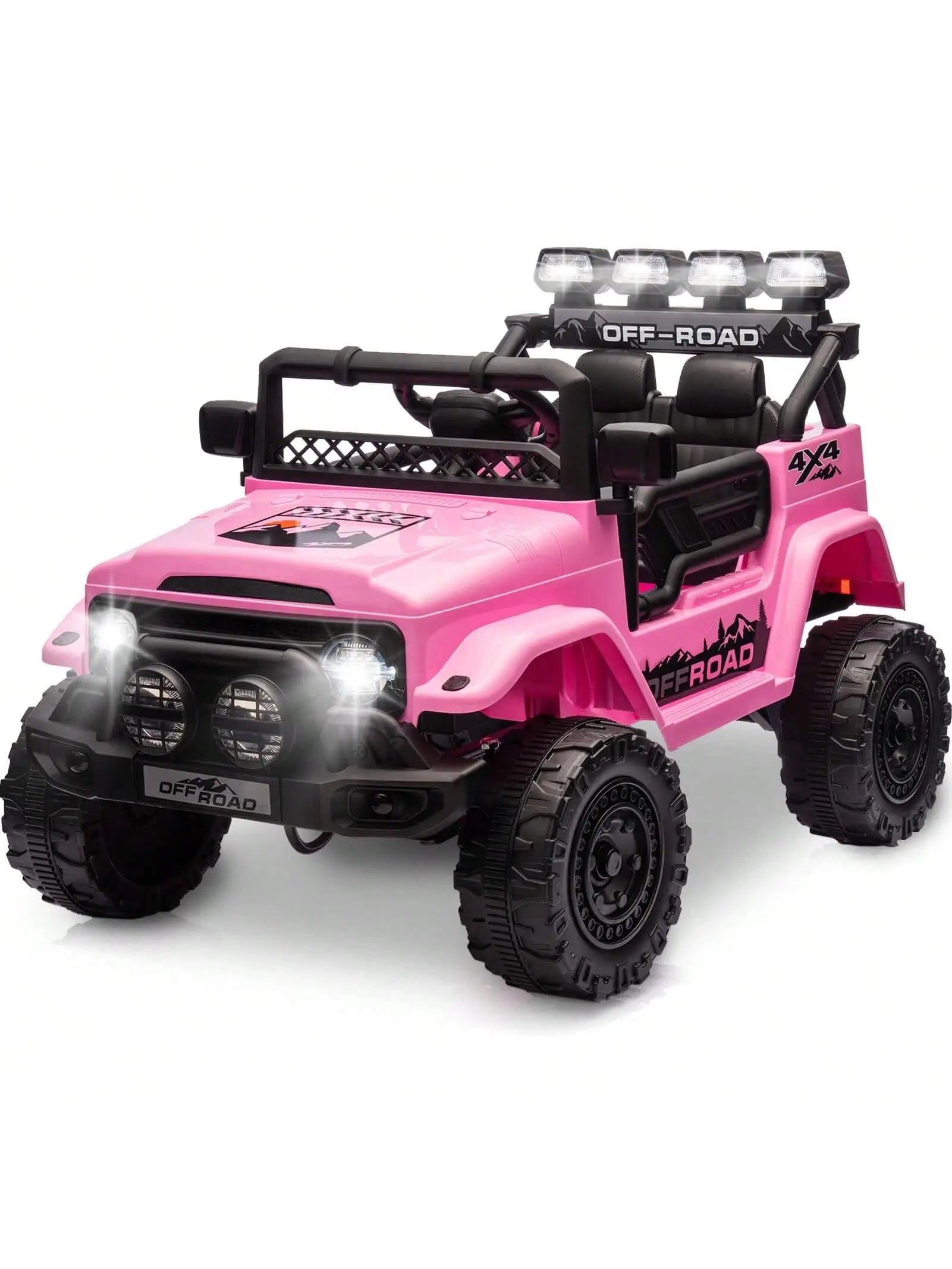 HAUSPROFI 12V Kids Electric Car, With Remote Control,Seat Belt,LED Lights,ATV 4 Wheels,Bluetooth Speaker,3-Speeds,Suspension, for 3+ Years