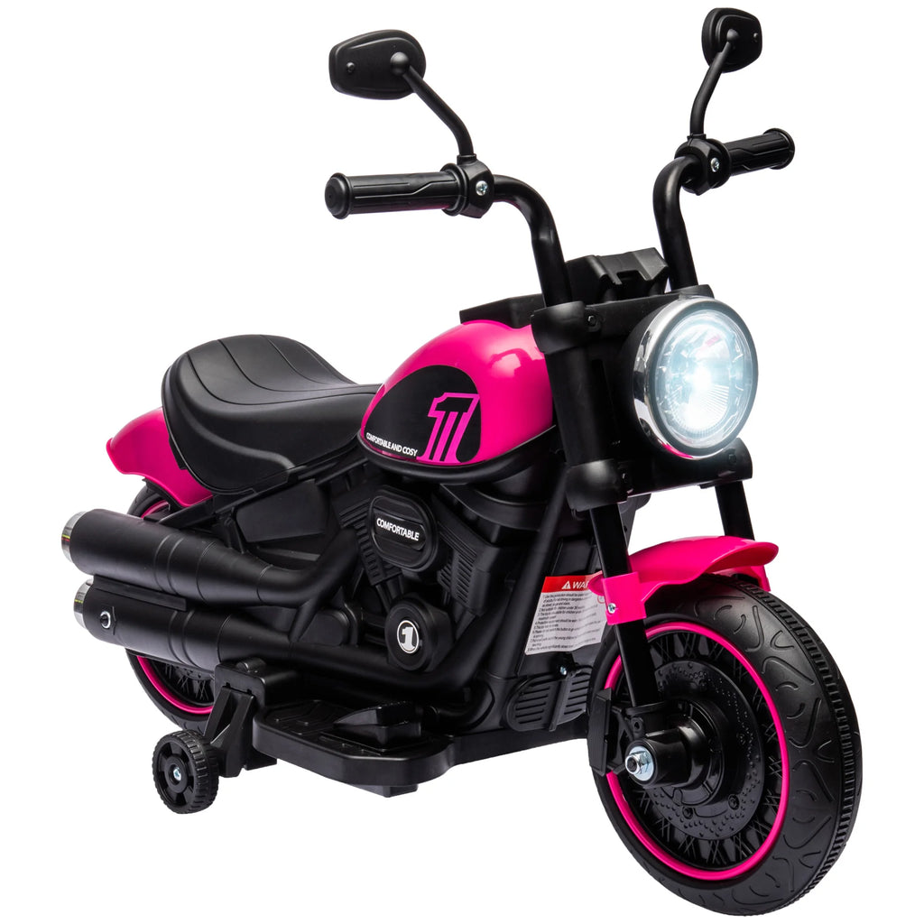 Electric Motorcycle for Children 18-36 Months with 6V Battery Headlight and Detachable Auxiliary Wheels