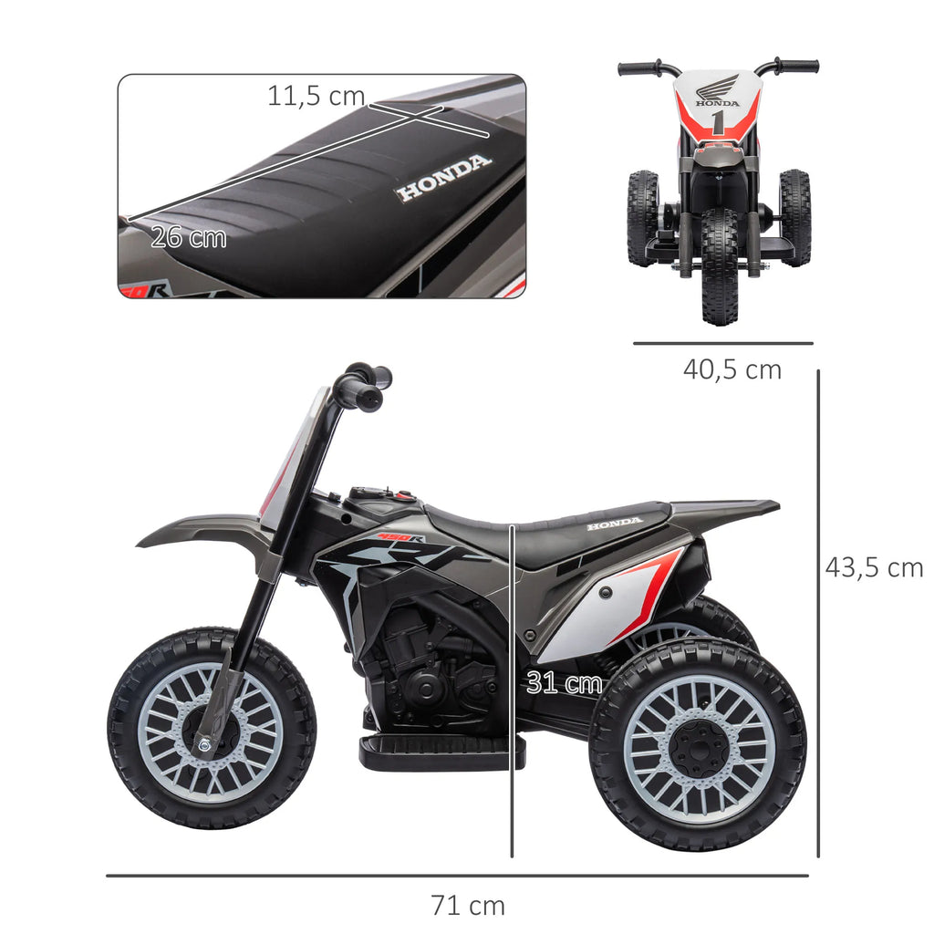 Homcom Children's Electric Motorcycle with Licensed Honda Crf450Rl 71X40.5X43.5Cm Gray
