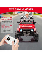 HAUSPROFI 12V Kids Electric Car, With Remote Control,Seat Belt,LED Lights,ATV 4 Wheels,Bluetooth Speaker,3-Speeds,Suspension, for 3+ Years