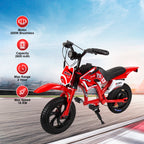 Children's Electric Motorcycle, 200W Electric Cross Bike for Children 12" Tires 16km/h Max Speed 12km Range LED Headlight LCD Display Double Disc Brake for Age 3-8 Years
