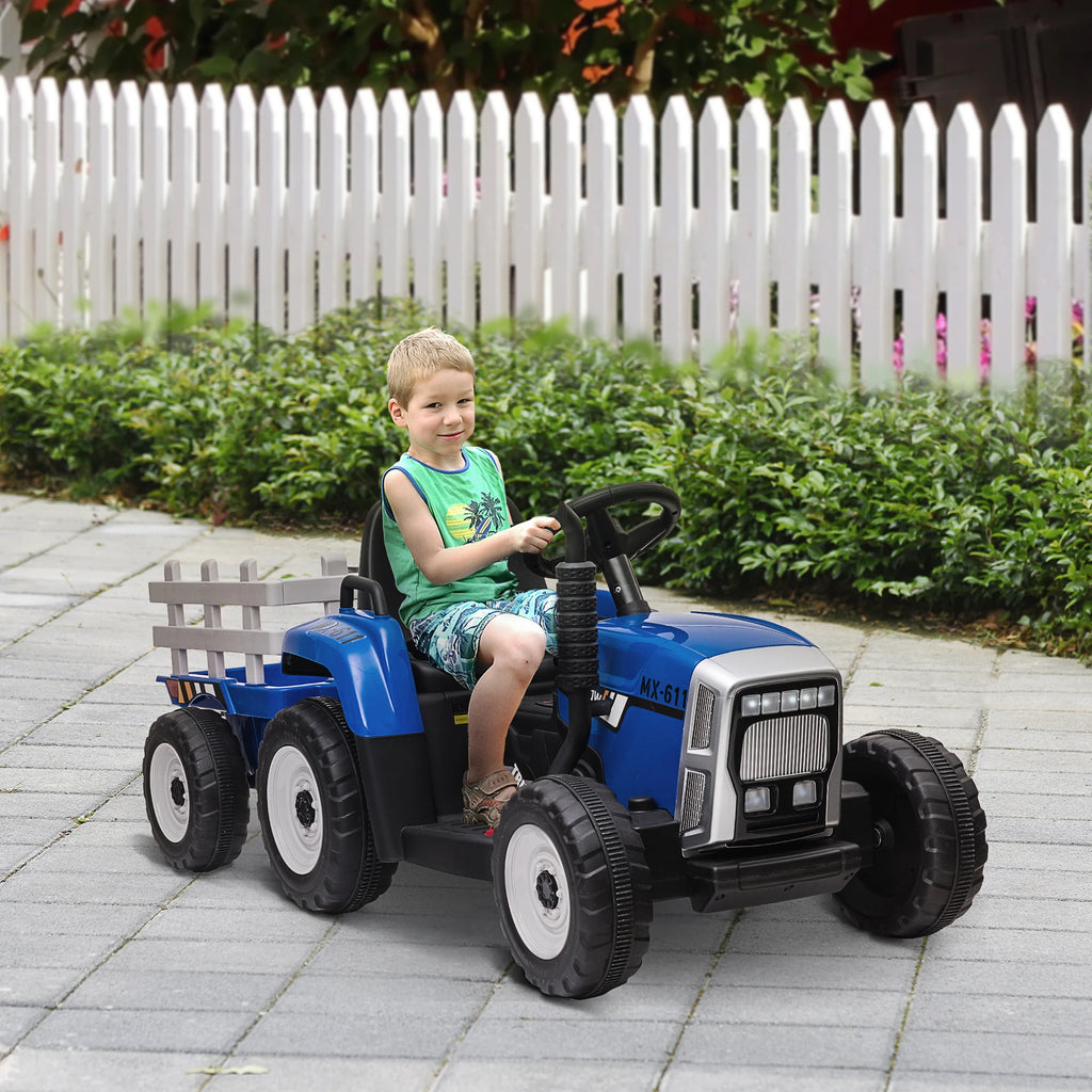 Homcom Electric Tractor with Trailer for Children 3-6 Years 136.5X50X52.5 cm Blue