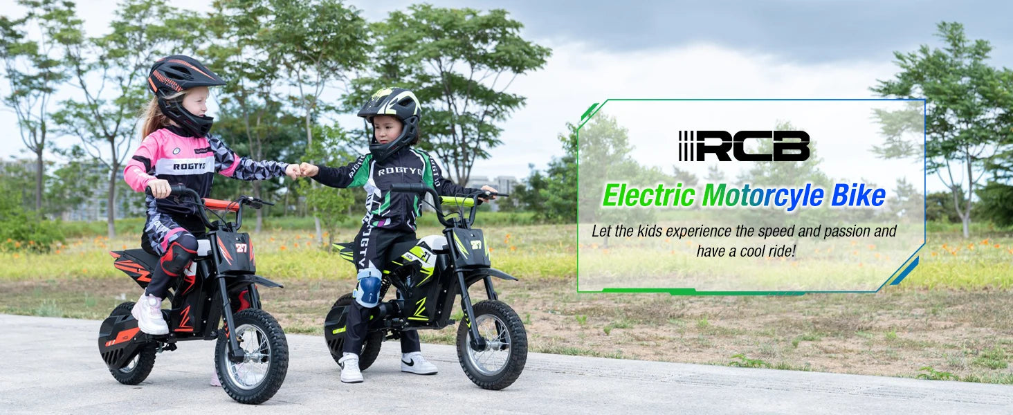 RCB R9X Kids Electric Motorcycle, 3 Adjustable Speeds, 36V 5.2Ah 300W Motor, 15km Range, 25km/h Max Speed, 12" Tires, Safe & Comfortable Design, Children Electric Motorcycle, Ideal Electric Motorcycle Gift for Kids