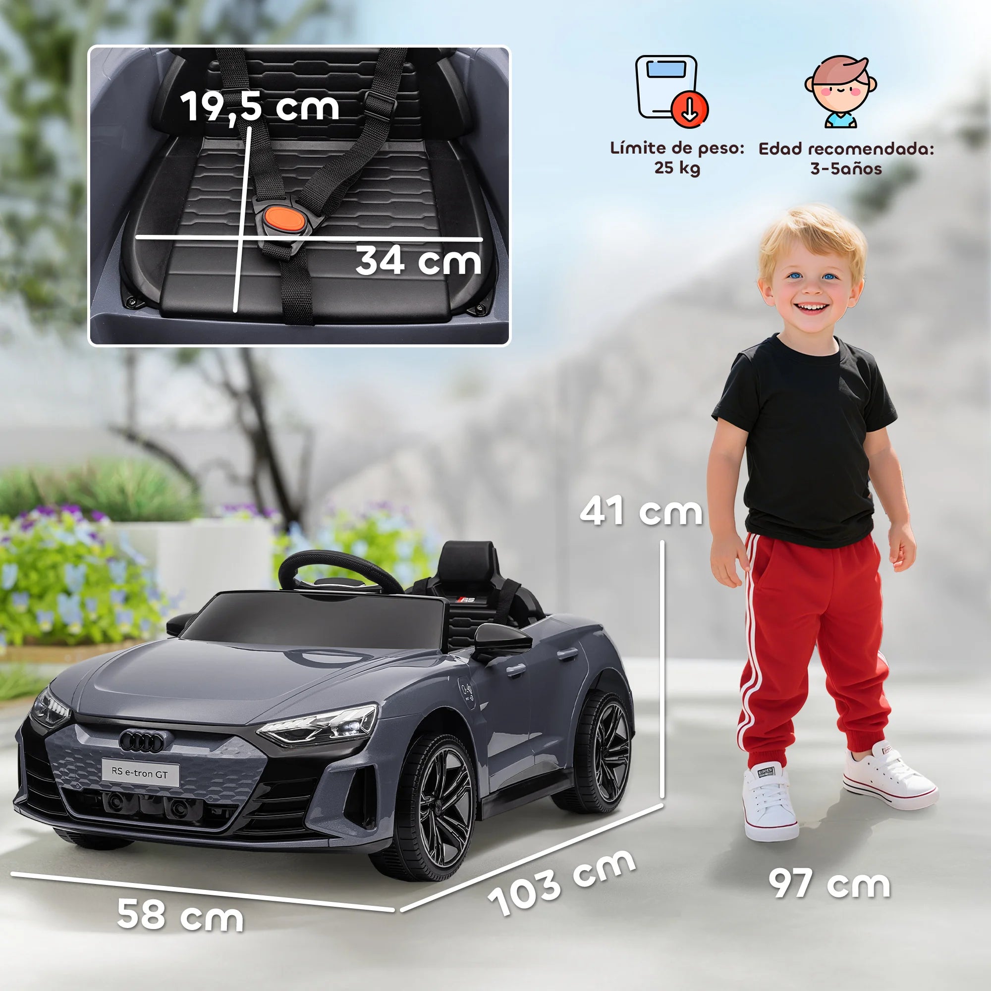 Electric Car for Children +3 Years Old Audi Rs E-Tron Gt Battery Car with Remote Control 103X58X41 cm Pink